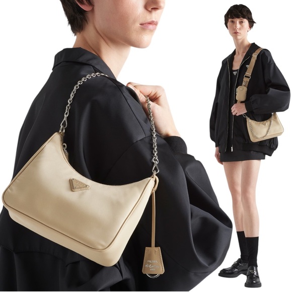 Prada Handbags - Authentic Prada Re-Edition 2005 Nylon Bag in Beige in Excellent Condition
